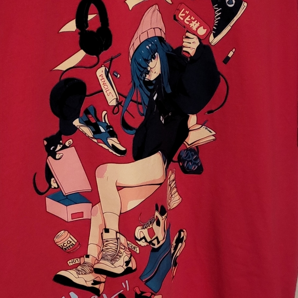 BiBisama Anime Japanese Girl Hype Sneaker Collection T-Shirt - Size XXL - Pink - Picture 8 of 9